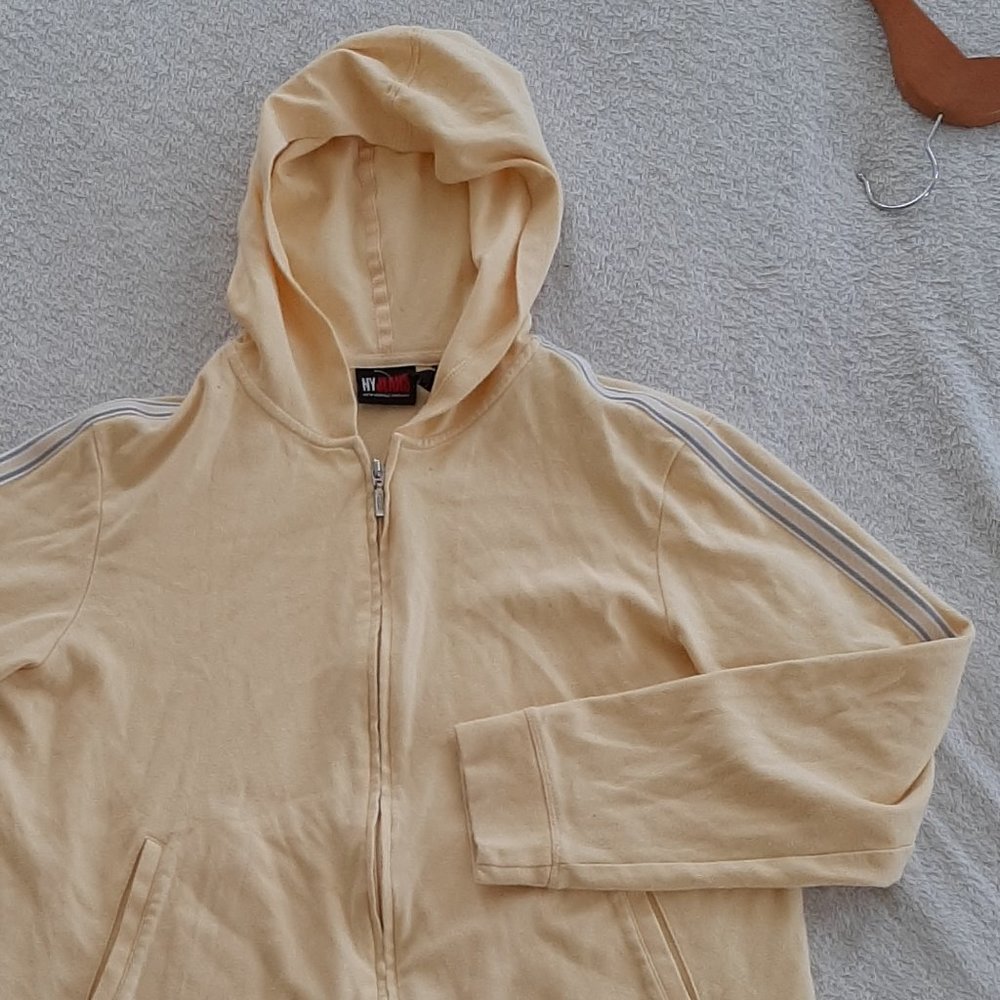 NY Jeans Yellow Zip Up Sporty Hoodie With Stripe